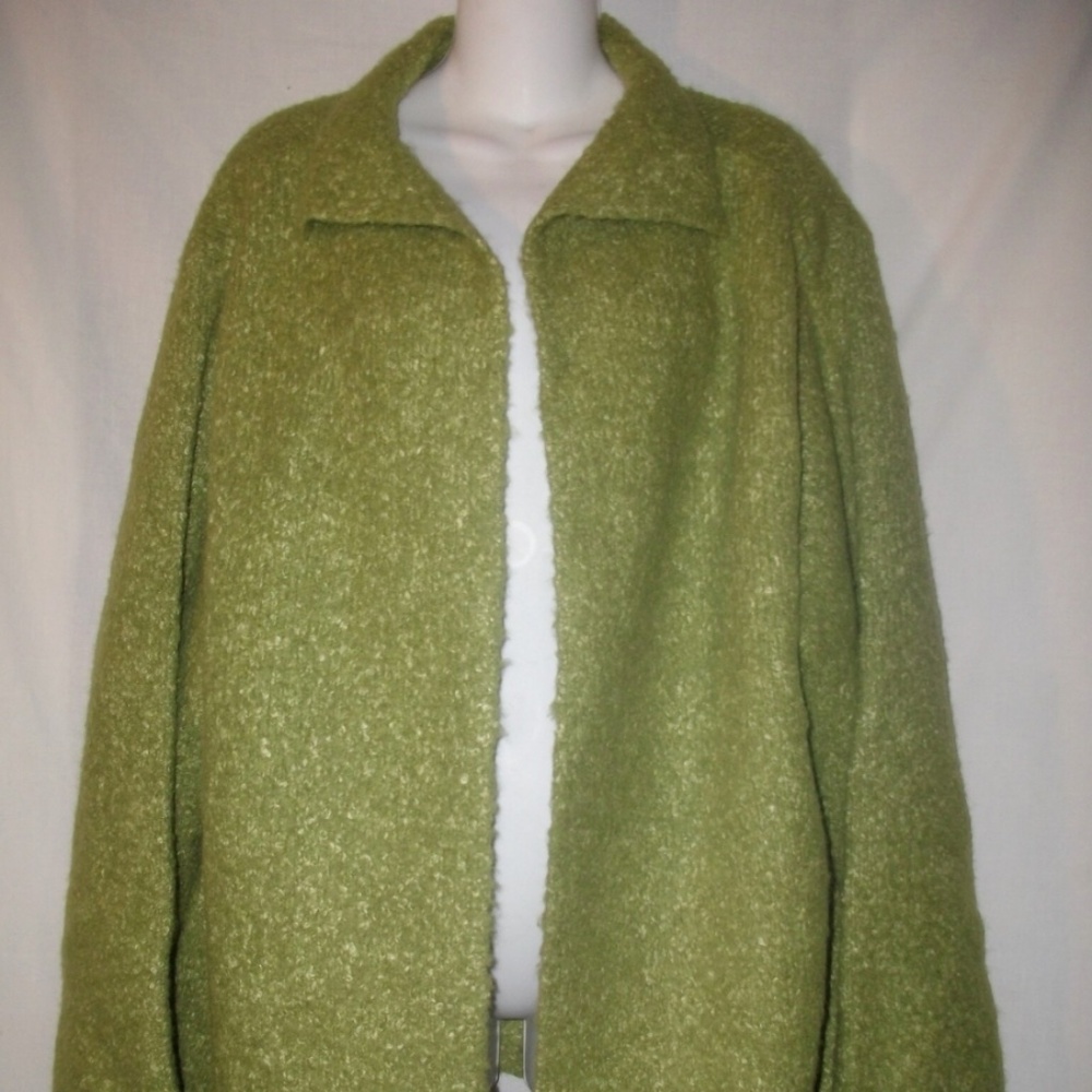 green alpaca silk wool cardigan open thick